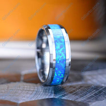 Load image into Gallery viewer, Blue Opal Tungsten Carbide  Ring
