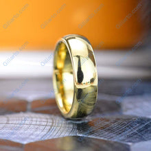 Load image into Gallery viewer, Yellow Gold Tungsten Wedding Band. Yellow Gold Tungsten. Men &amp; Women Tungsten Ring. Tungsten Carbide 6mm Wide. Free Engravings
