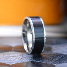 Load image into Gallery viewer, Black Wood Inlay Titanium Ring
