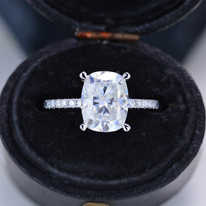 2.5 Carat Cushion Cut Vintage style Halo Giliarto Moissanite White Gold Engagement Ring