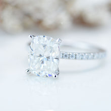 Load image into Gallery viewer, 2.5 Carat Cushion Cut Vintage style Halo Giliarto Moissanite White Gold Engagement Ring
