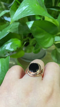 Load and play video in Gallery viewer, Rose Gold Plated Silver Dainty Natural Black Onyx Ring Set, Oval Cut Onyx Vintage Ring , Rose Gold Ring Unique Ring

