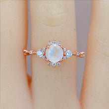 Load image into Gallery viewer, Rose Gold Plated Silver Dainty Natural Moonstone Ring, 1ct Round Cut Moonstone Ring
