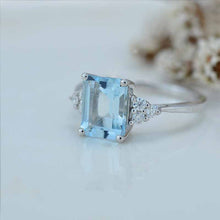 Load image into Gallery viewer, 5 Ct Emerald Shape Step Cut Aquamarine ring, Aquamarine solitaire ring, 5 Carat Natural Aquamarine Ring, Genuine Aquamarine Vintage Ring
