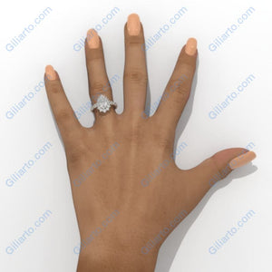14K White Gold 1.5 Carat Pear Moissanite Halo Engagement Ring