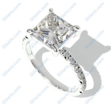 Load image into Gallery viewer, 3.2 Carat Giliarto Moissanite Princess Cut Engagement Gold Ring.
