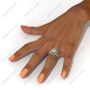 14K White Gold 1.9 Carat Oval Moissanite Halo Engagement Ring Eternity Ring Set