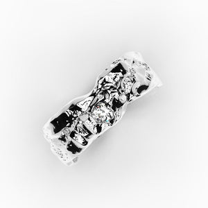 Moon Diamond Men's  14K White Gold  Ring. - Giliarto