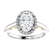 Load image into Gallery viewer, 1.25 Carat Oval Forever One Moissanite Diamond Halo Engagement Ring

