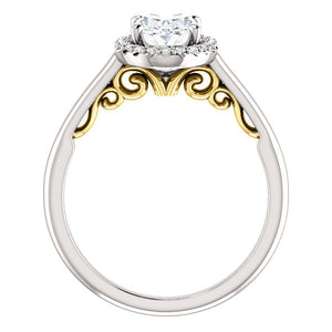 1.25 Carat Oval Forever One Moissanite Diamond Halo Engagement Ring