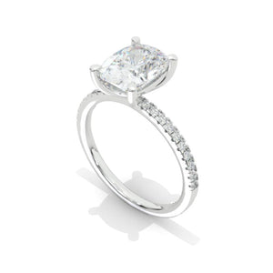 9x7mm Cushion Cut Vintage style Halo Giliarto Moissanite Diamond White Gold Engagement Ring