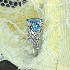 Giulia Wings Blue Topaz Gold Ring
