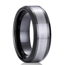 Load image into Gallery viewer, Black and Silver Tungsten Carbide Ring - Giliarto
