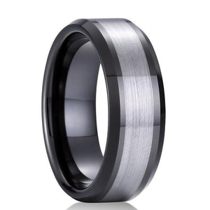 Black and Silver Tungsten Carbide Ring - Giliarto