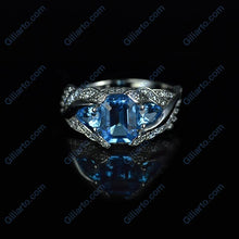 Load image into Gallery viewer, Giulia Wings Blue Topaz Gold Ring

