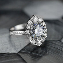 Load image into Gallery viewer, 14K White Gold 2 Carat Round Gray Giliarto Moissanite Halo Engagement Ring
