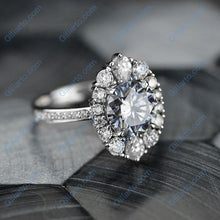 Load image into Gallery viewer, 2 Carat Round Gray Giliarto Moissanite Halo Engagement Ring
