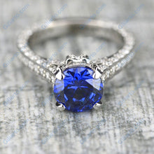 Load image into Gallery viewer, 3.2 Carat Sapphire Diamond  Engagement 14K White Gold Ring
