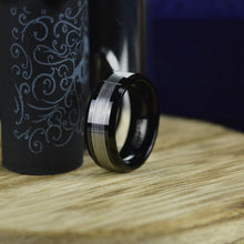 Load image into Gallery viewer, Black and Silver Tungsten Carbide Ring
