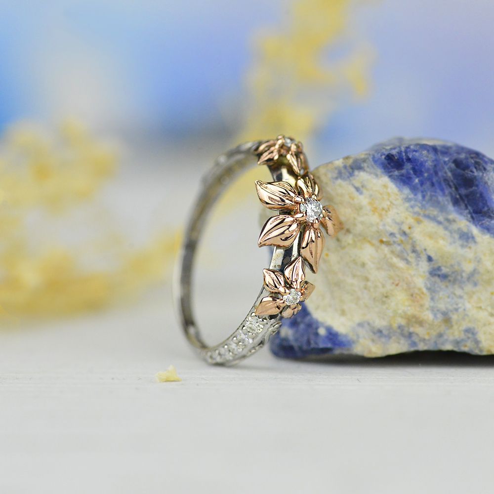Diamond Floral Gold Ring