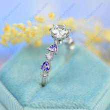 Load image into Gallery viewer, 1.0 Carat Giliarto Moissanite and Amethyst Gold Engagement Ring
