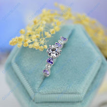 Load image into Gallery viewer, Giliarto Moissanite and Amethyst Gold Promissory Ring
