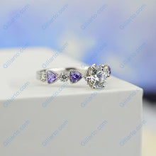 Load image into Gallery viewer, Giliarto Moissanite and Amethyst Gold Promissory Ring
