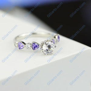 Giliarto Moissanite and Amethyst Gold Promissory Ring