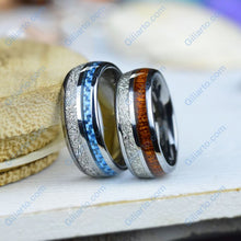 Load image into Gallery viewer, Meteorite and Koa Wood Tungsten Carbide Ring
