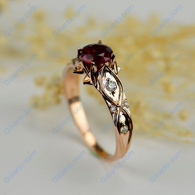 Customize 1.0 Carat Giliarto Ruby Engagement Ring 14K Rose Gold
