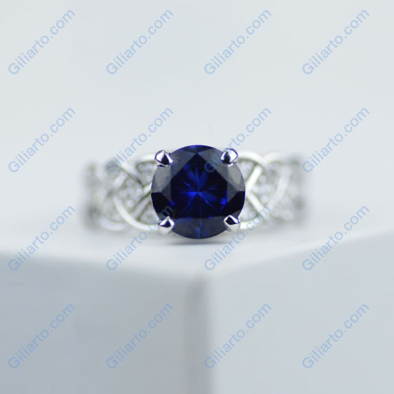 2 Carat Blue Sapphire White Gold Giliarto Engagement Ring