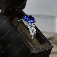Load image into Gallery viewer, 2 Carat Blue Sapphire Gold Giliarto Engagement Ring
