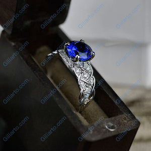 Blue Sapphire Gold Giliarto 14K White Gold Engagement Ring