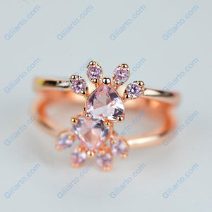Dog Cat Paw Gold Plated Silver Ring