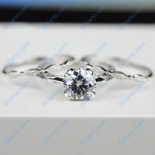 Load image into Gallery viewer, 2 Carat Gray Moissanite  Engagement Eternity Rings Set
