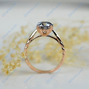 2 Carat Light Gray Moissanite Engagement Ring