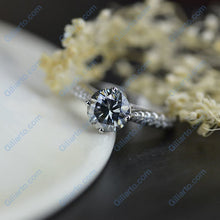 Load image into Gallery viewer, Carat Grey Moissanite Engagement 14K White Gold Ring
