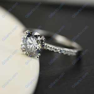 2 Carat Gray Grey Giliarto Moissanite Accented 14K Gold  Promise Ring