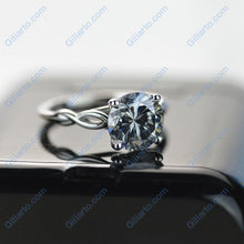 Load image into Gallery viewer, 3 Carat Grey Gray Moissanite Stone 14K White Gold Engagement Ring
