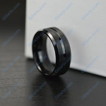 Load image into Gallery viewer, Classic Men Black Stainless Steel 8mm Polished Matte Brushed Finish Center Wedding Band Ring
