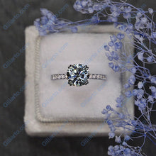 Load image into Gallery viewer, 2 Carat Gray Grey Giliarto Moissanite Accented Gold  Anniversary Ring
