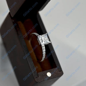 1.5 Carat Princess Cut Moissanite Engagement Gold  Ring