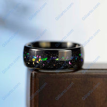 Load image into Gallery viewer, Giliarto Galaxy Genuine Crushed Abalone Shell Men&#39;s Tungsten Ring with Crushed Opal and Sea Shell.
