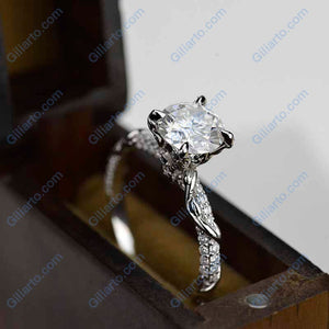 2.0 Carat Moissanite Giliarto Engagement Ring-58 round accents  0.4 TCW 14K White Gold