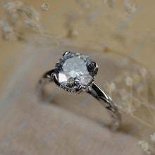 Load image into Gallery viewer, 2 Carat Dark Gray Blue Moissanite  Engagement Ring
