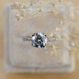 2 Carat Dark Gray Blue Moissanite  Engagement Ring