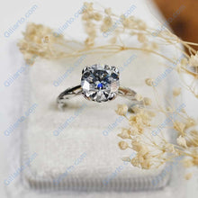 Load image into Gallery viewer, 2 Carat Dark Gray Blue Moissanite  Engagement Ring
