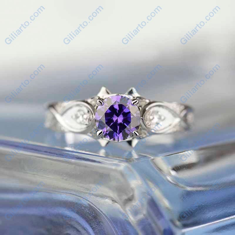 1.0 Carat ''Queen of the North'' Amethyst Engagement Ring 14K White Gold