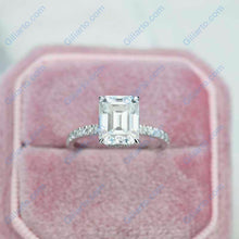 Load image into Gallery viewer, 3 Carat Giliarto Emerald Cut Moissanite Hidden Halo Engagement Ring
