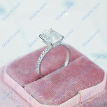 Load image into Gallery viewer, 3 Carat Giliarto Emerald Cut Moissanite Hidden Halo Engagement Ring
